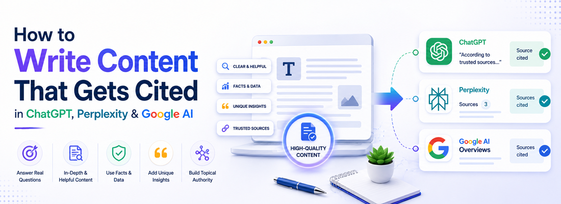 How to Write Content That Gets Cited in ChatGPT, Perplexity & Google AI